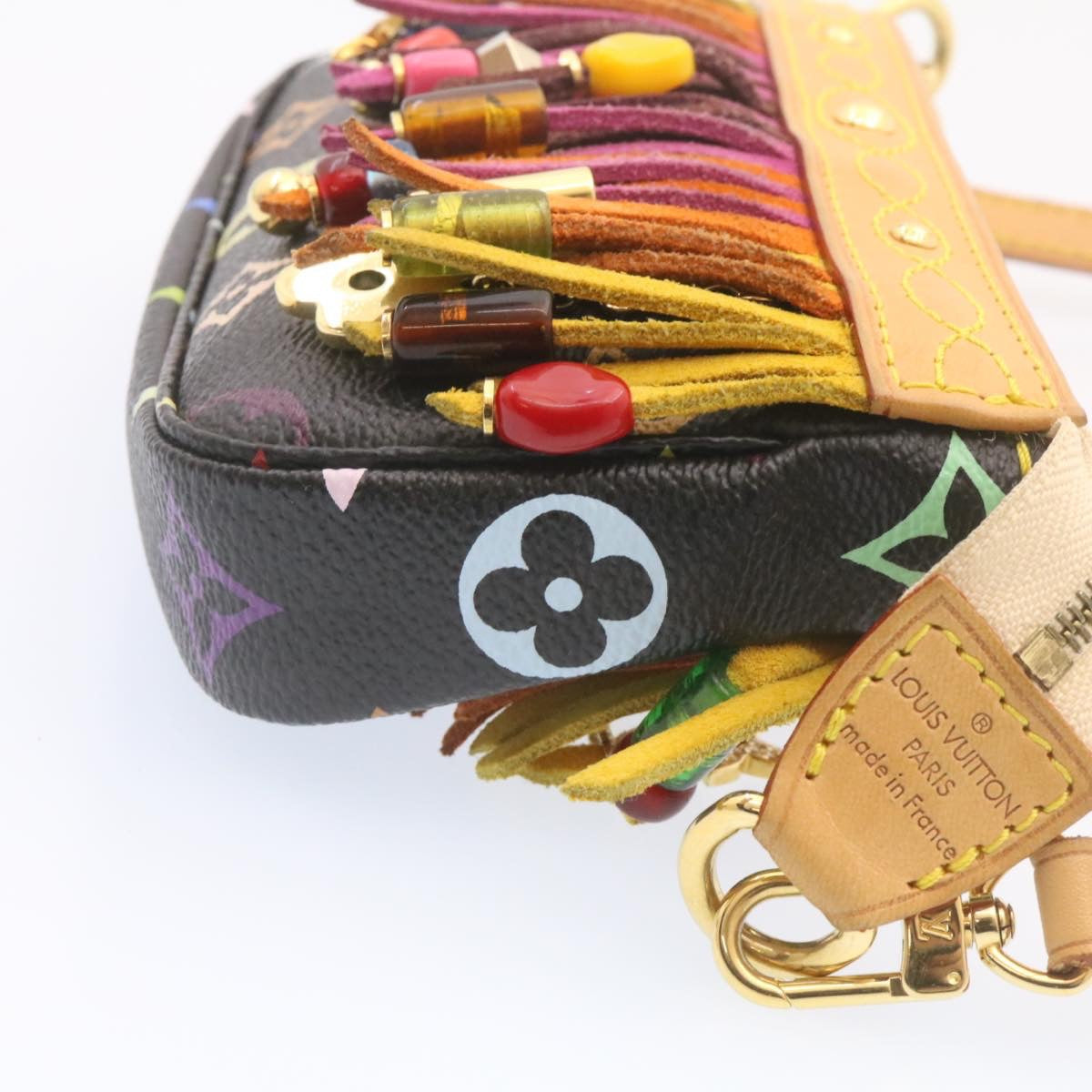LOUIS VUITTON Monogram Multicolor Bucket Frange ToteBag Black M40110 25649S