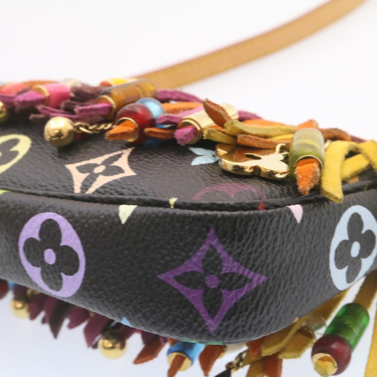 LOUIS VUITTON Monogram Multicolor Bucket Frange ToteBag Black M40110 25649S