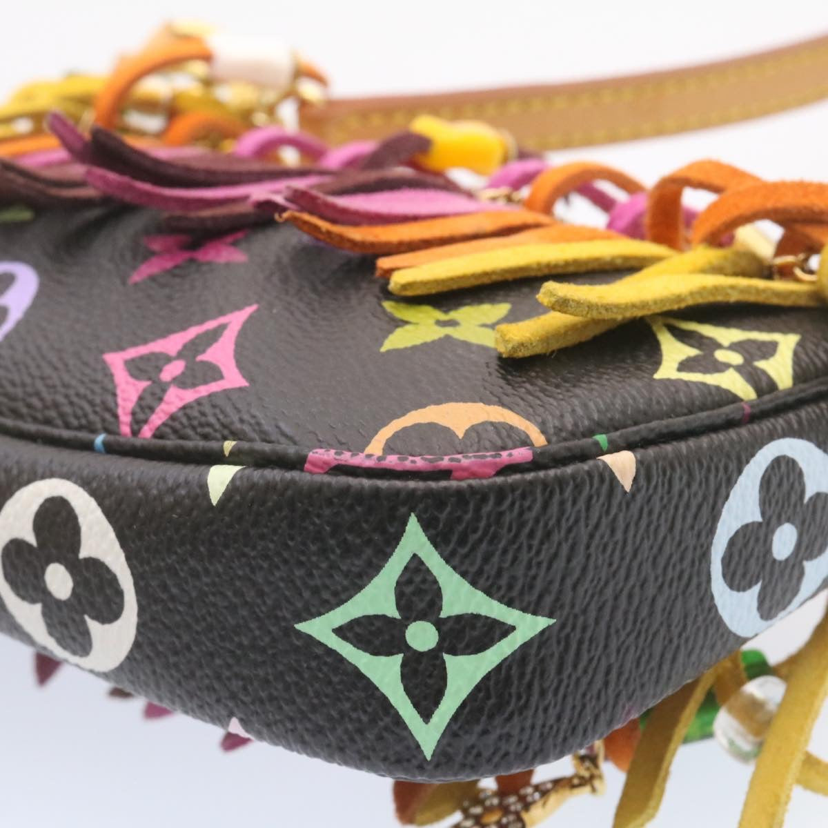 LOUIS VUITTON Monogram Multicolor Bucket Frange ToteBag Black M40110 25649S