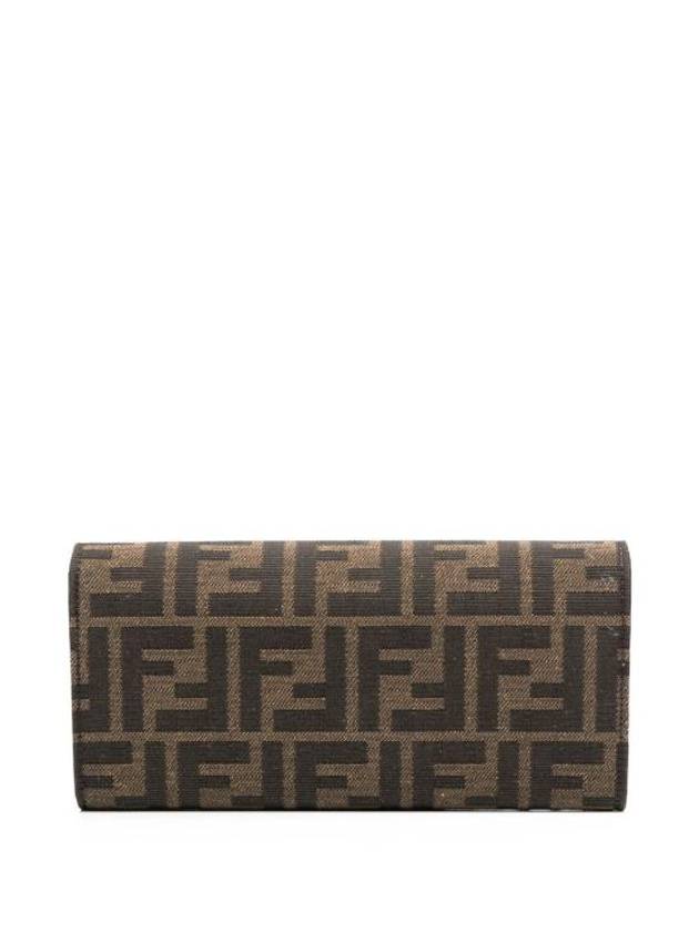 Luxury Fendi Fabric Chain Long Wallet Brown
