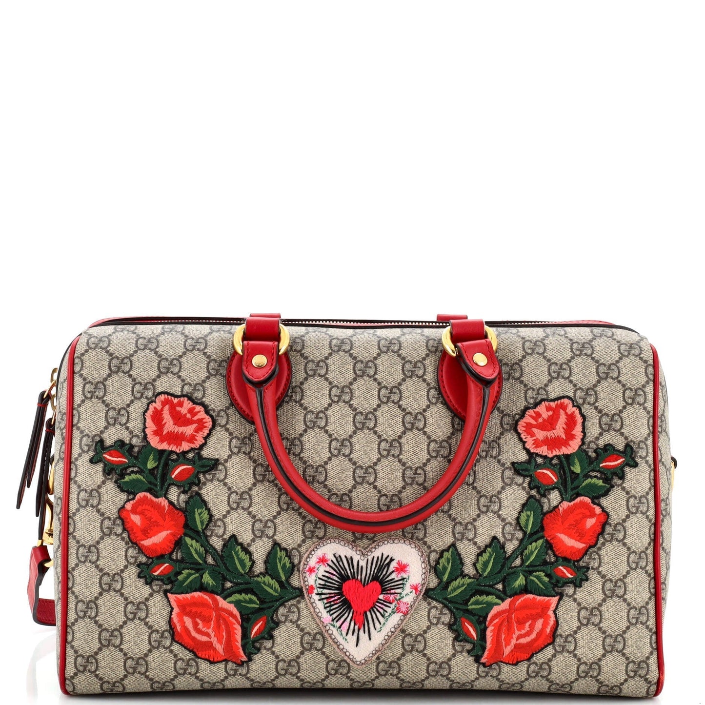 Luxury Gucci Trending 2025 Convertible Boston Bag Embroidered GG Coated Canvas Medium