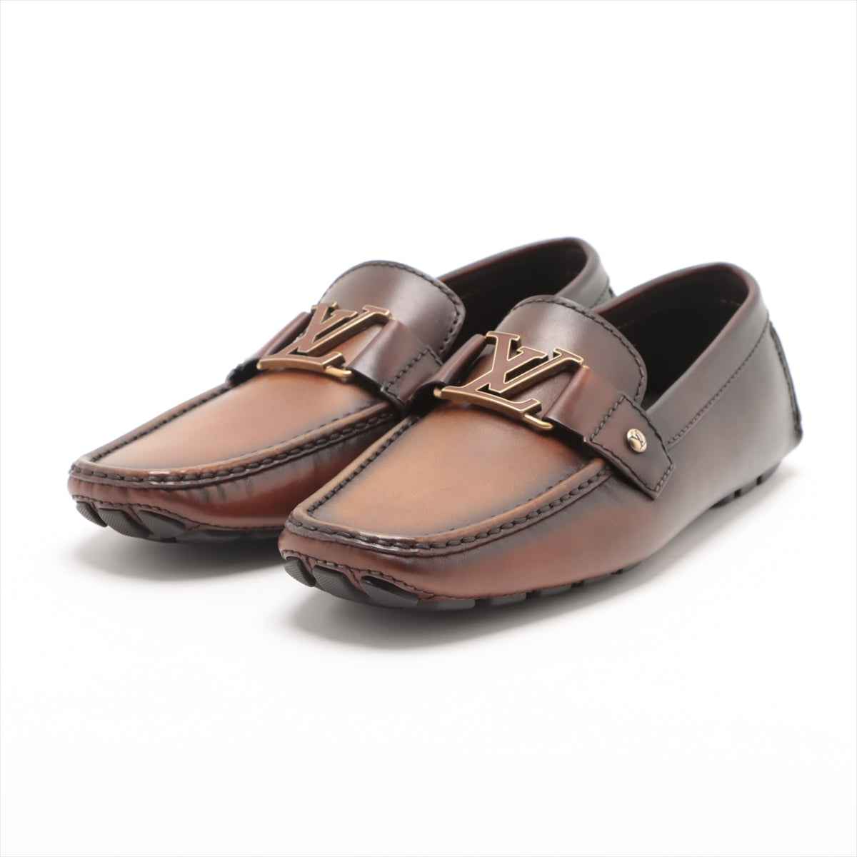 Louis Vuitton Monte Carlo 15 Years Leather Driving Shoes 8 Men Brown FA0125 LV Logo