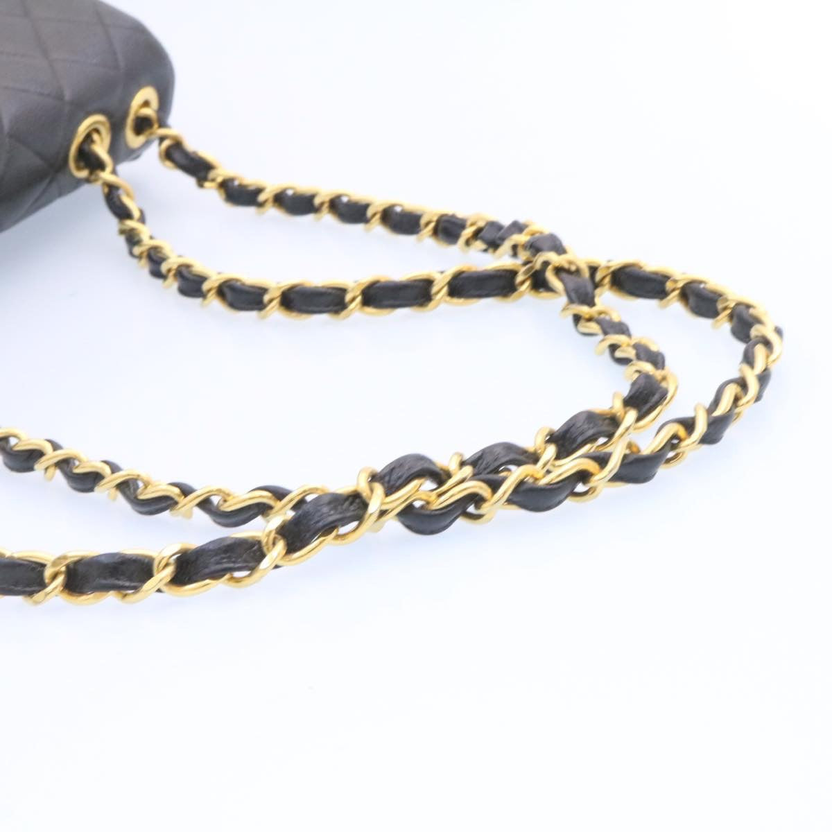 CHANEL Big Matelasse Flap Chain Shoulder Bag Caviar Skin Black Gold  25984A