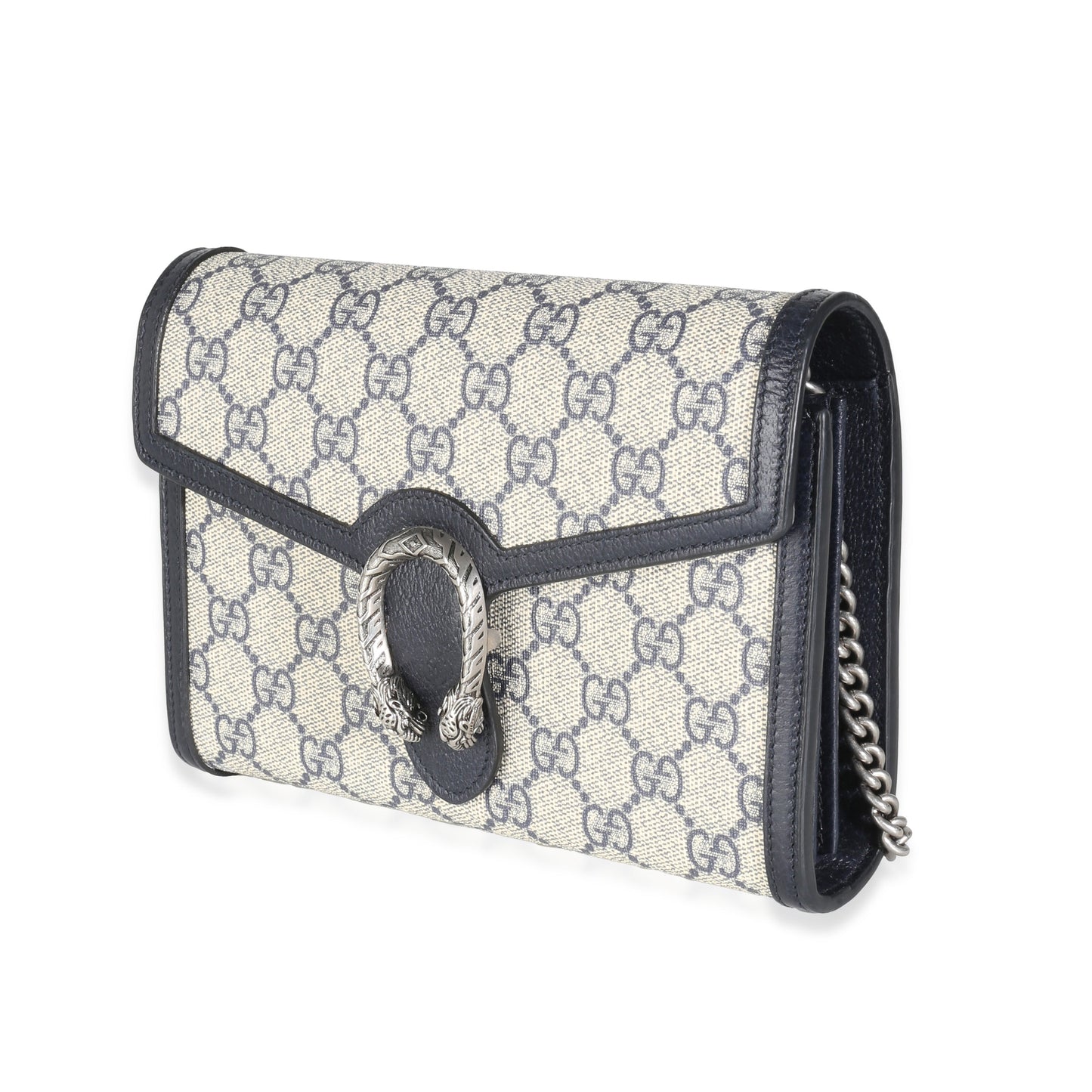 Gucci Navy GG Supreme Canvas Mini Dionysus Chain Wallet
