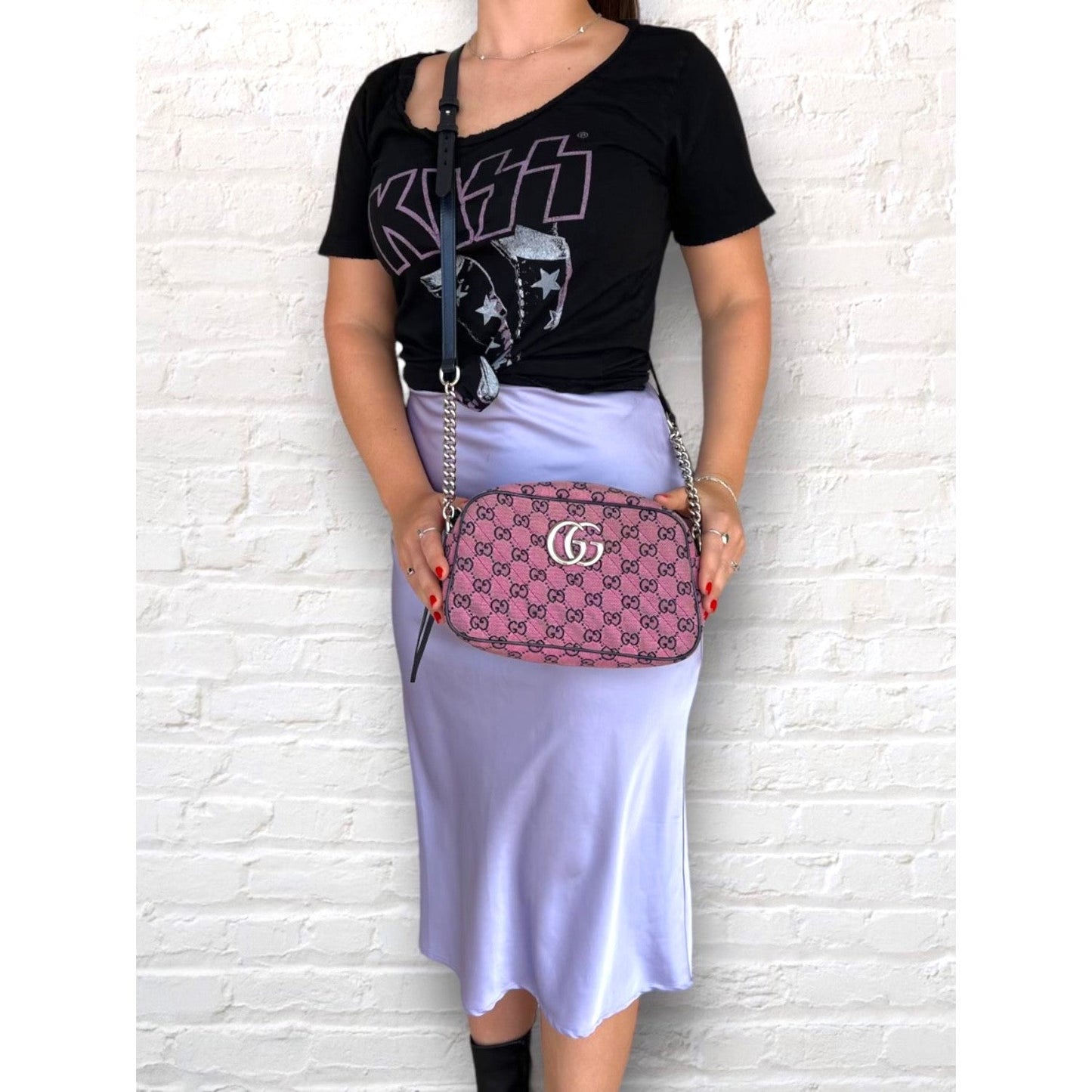 Luxury Gucci GG Canvas Small Marmont Matelassé Crossbody Bag