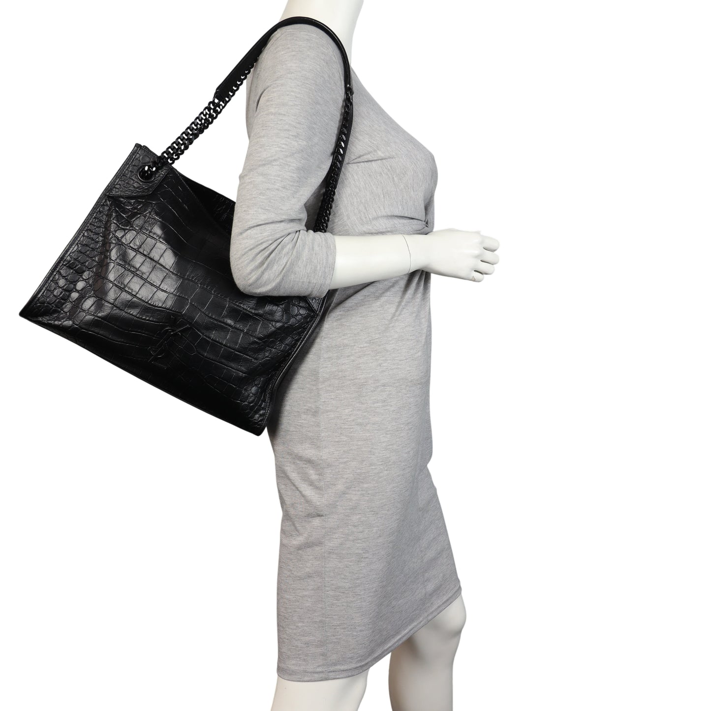 Saint Laurent Niki Tote Medium Croc Embossed