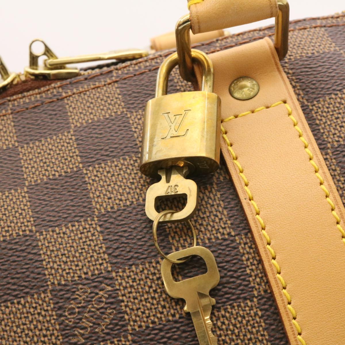 LOUIS VUITTON Damier Ebene Keepall 45 Boston Bag LV 26495S