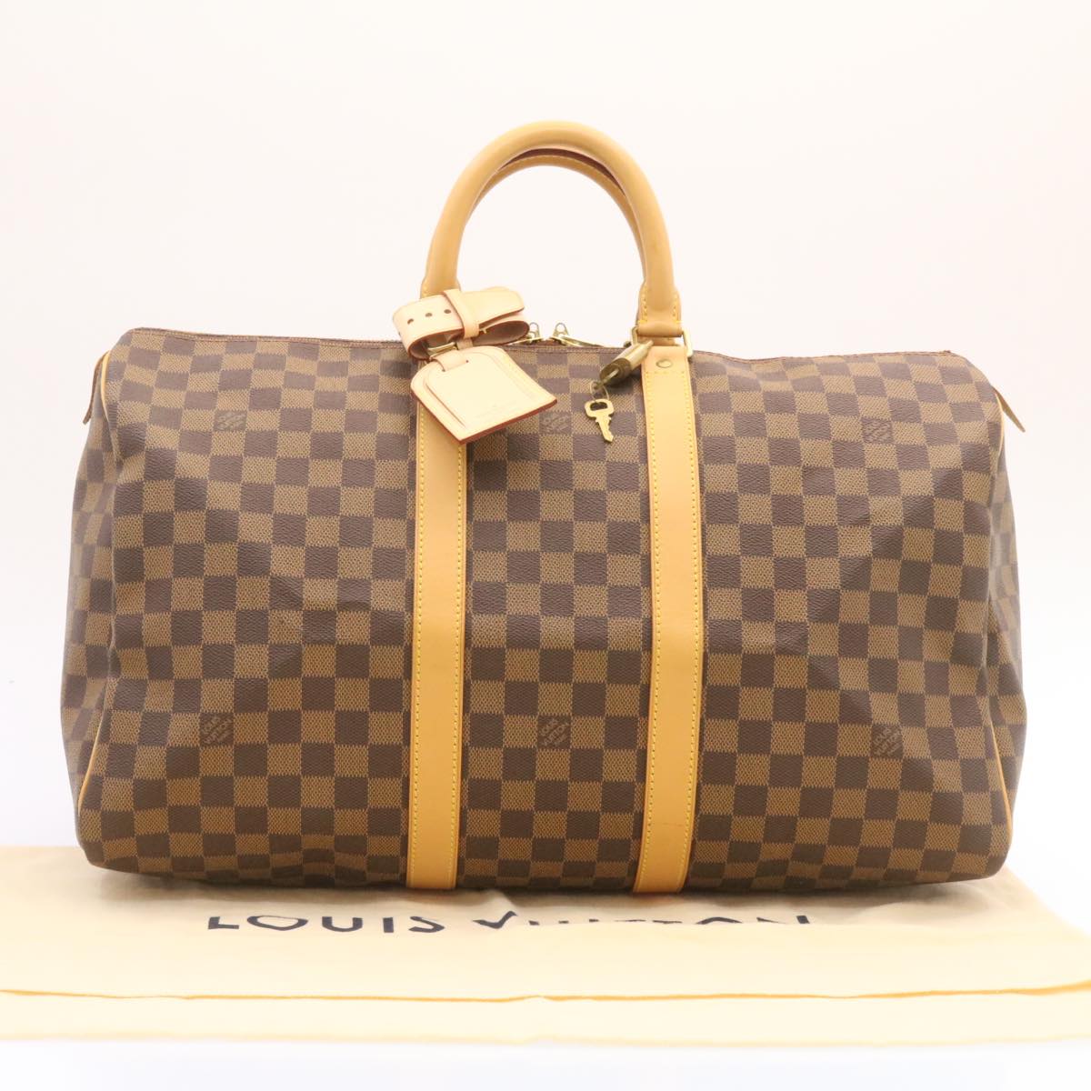 LOUIS VUITTON Damier Ebene Keepall 45 Boston Bag LV 26495S