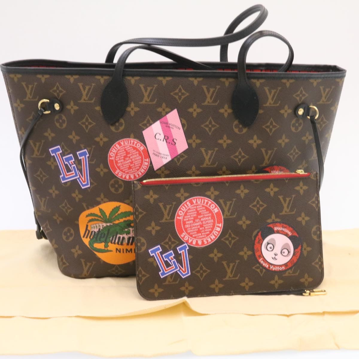LOUIS VUITTON Monogram World Tour Neverfull MM Tote Bag M42844 LV 26563S