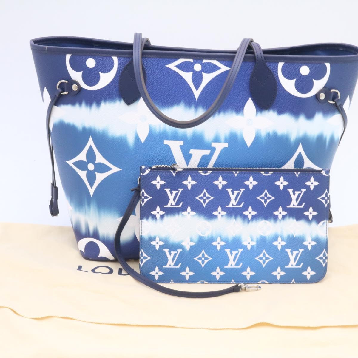LOUIS VUITTON Monogram Escal Neverfull MM Tote Bag Blue M45128 LV 26573S