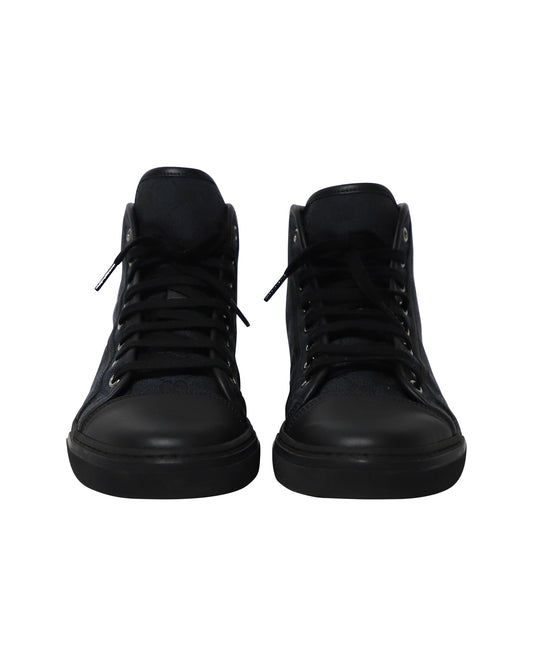 Luxury Gucci Trending 2025 GG High Cut Sneakers in Navy Blue Canvas