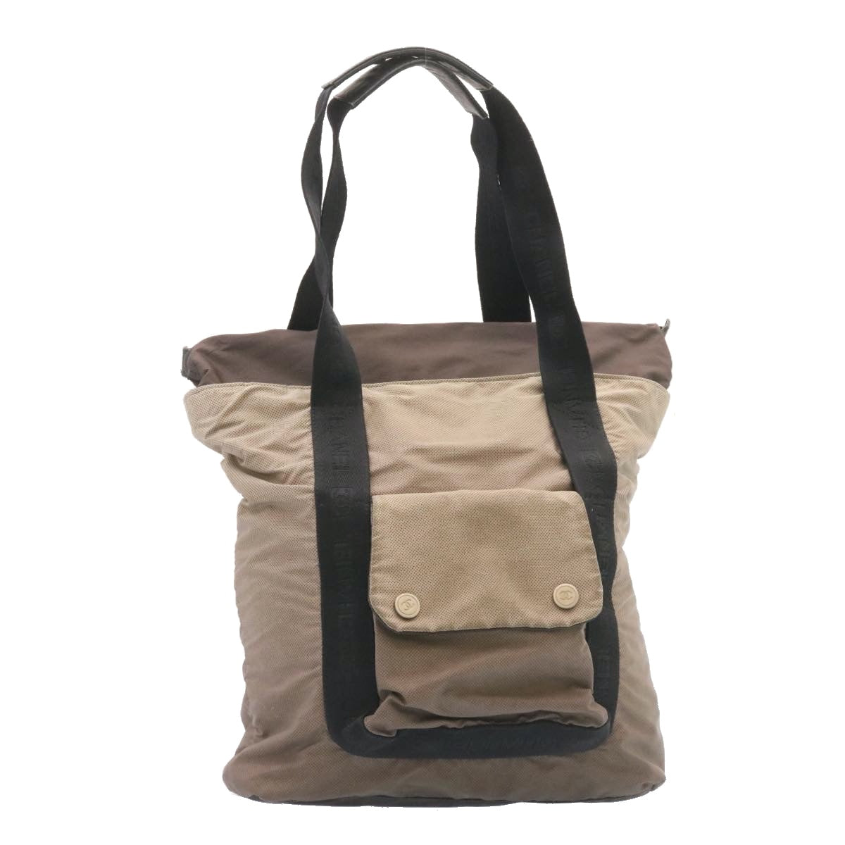 Luxury Chanel Tote Bag Nylon Brown CC  26722A