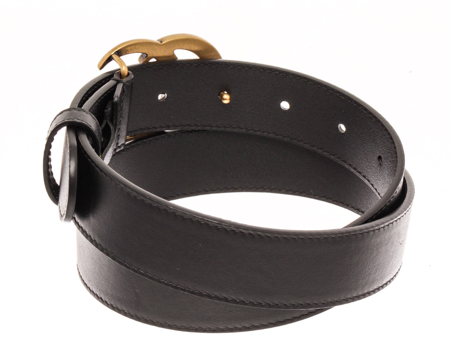 Gucci Black Calfskin Marmont GG Belt
