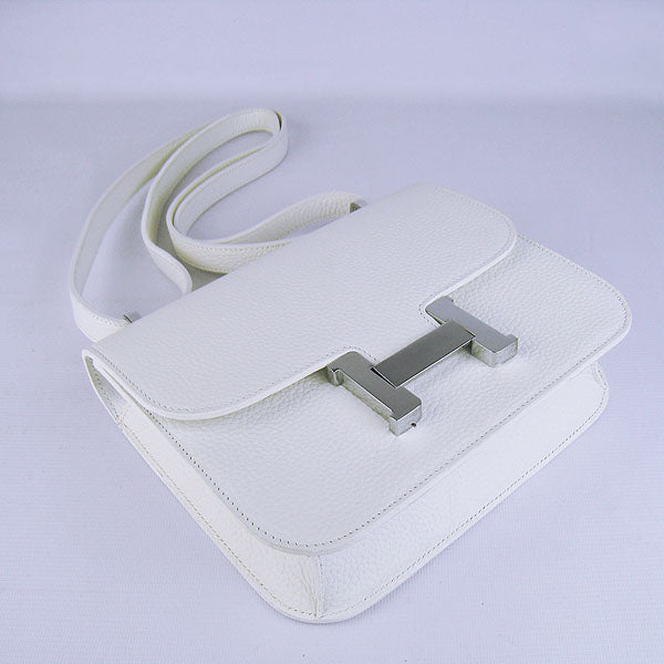 Luxury Hermes Constance Cowskin Leather Bag H017 white silver