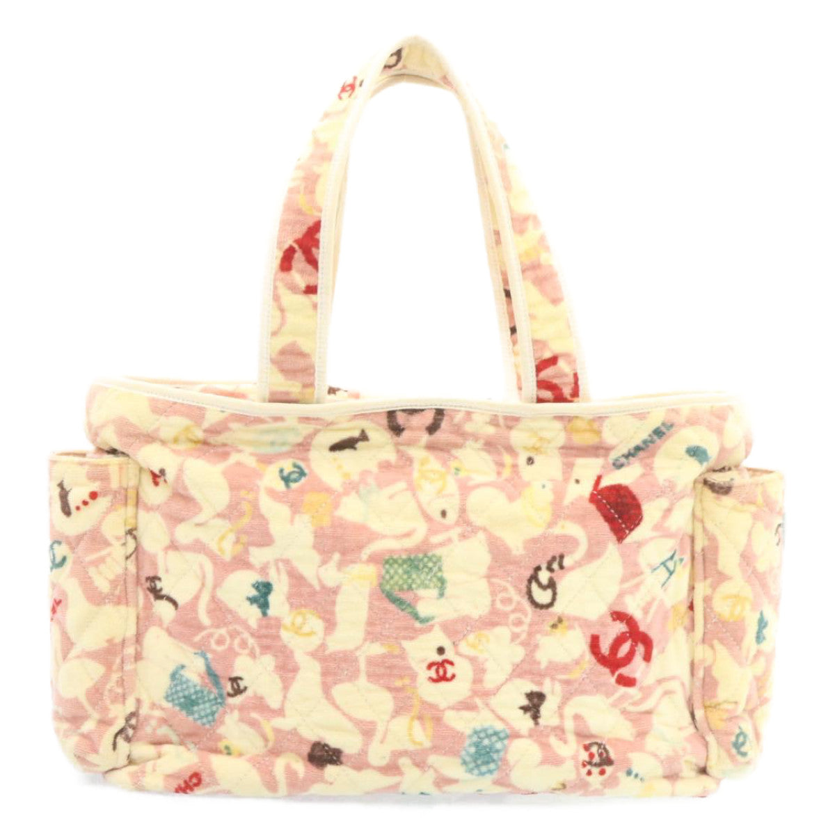 Luxury Chanel Tote Bag Quilted Pile Animal Pattern Pink CC  27024A