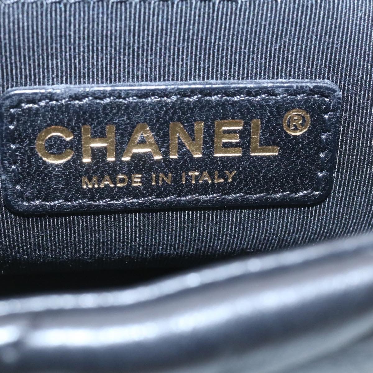 CHANEL Matelasse Chain Flap Shoulder Bag Lamb Skin Black Gold CC  27027A