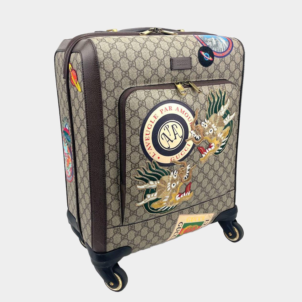 Luxury Gucci GG Supreme Carry-On Suitcase- Travel Patches