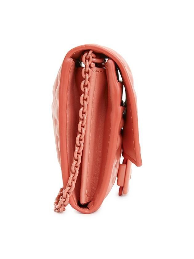 Luxury Fendi Baguette Continental Embossed FF Logo Chain Long Wallet Pink
