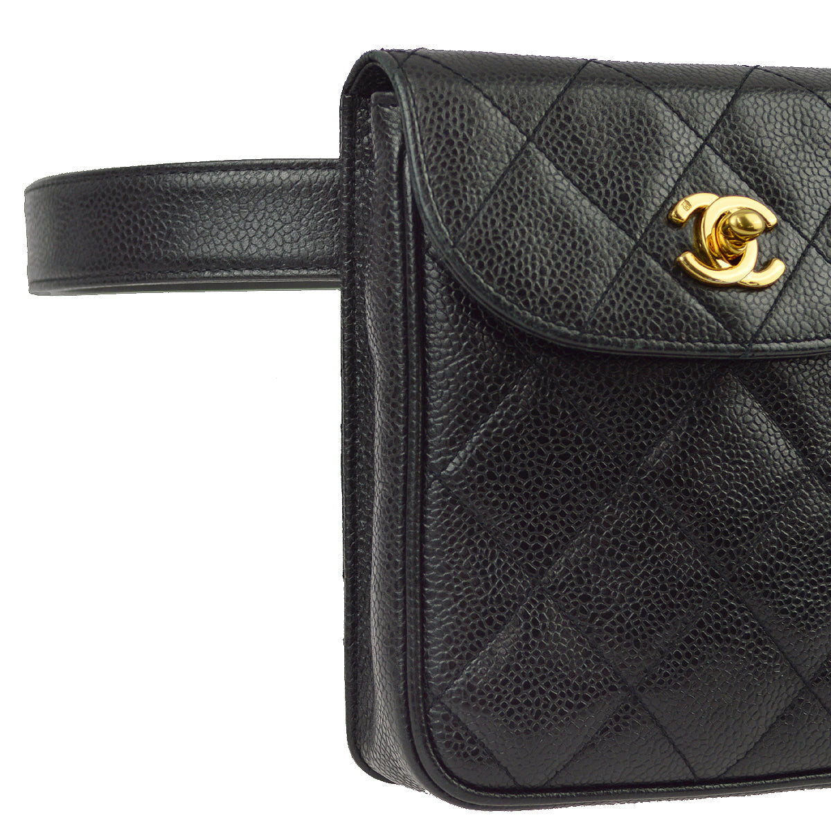 Luxury Chanel Black Caviar Belt Bum Bag #75/30
