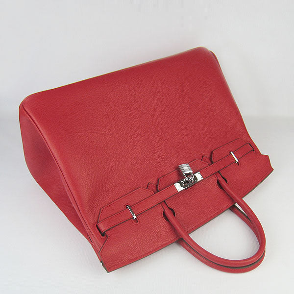 Luxury Hermes Birkin 35CM Togo Leather Handbags 6099 red silver