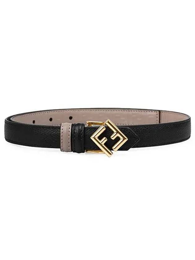 Luxury Fendi Diamond Reversible Leather Belt Black Beige