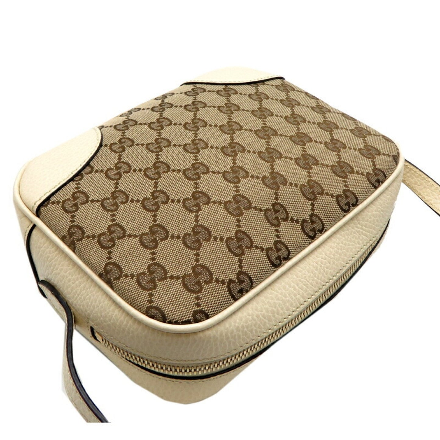 Gucci   Leather Gg Canvas Shoulder Bag