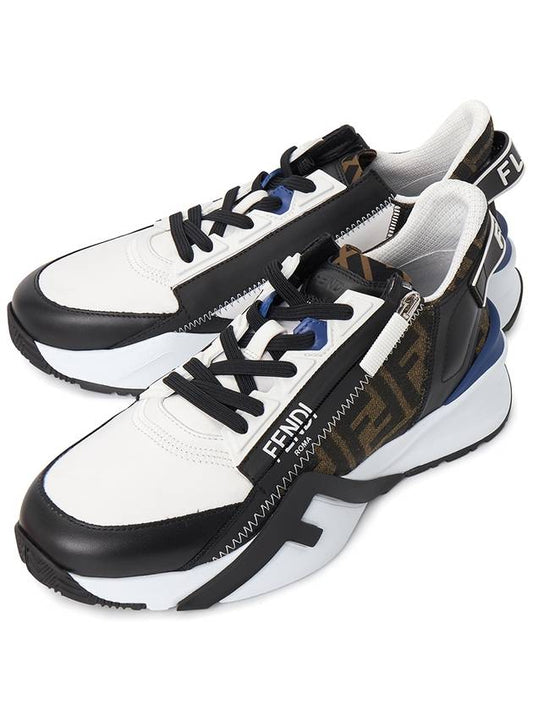Luxury Fendi Flow FF Jacquard Leather Running Low Top Sneakers Black