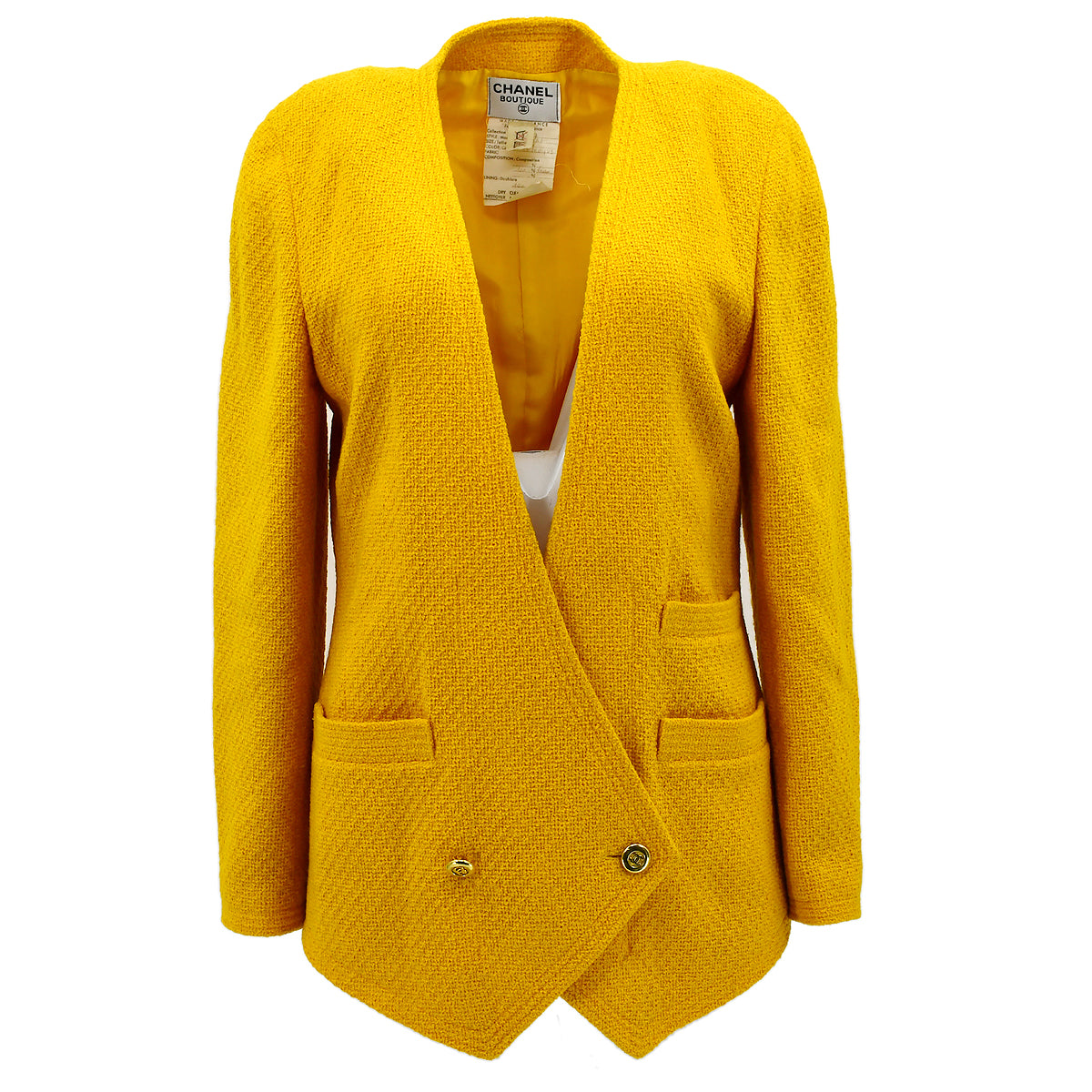 Chanel Double Breasted Colorless Jacket Yellow 17 #38