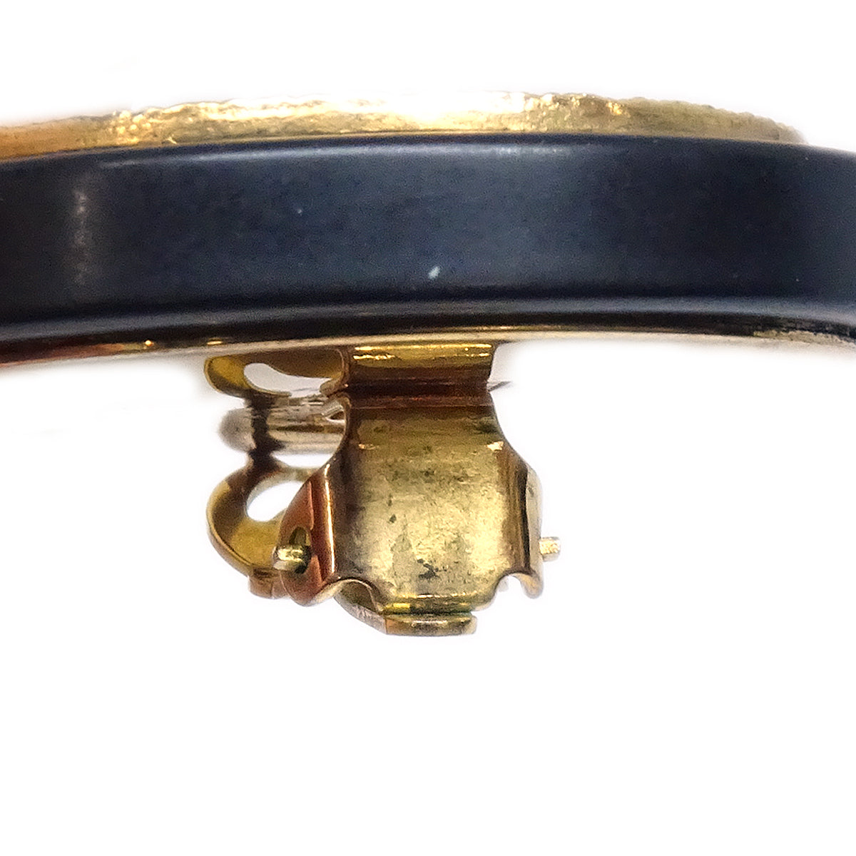 Luxury Chanel 1993 Black & Gold Button Earrings Clip-On 28