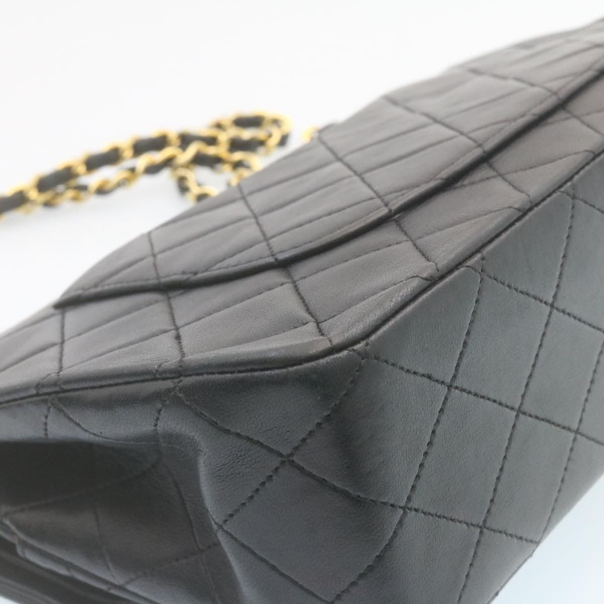 CHANEL Classic Matelasse 25 Chain Flap Shoulder Bag Lamb Skin Black  27848A