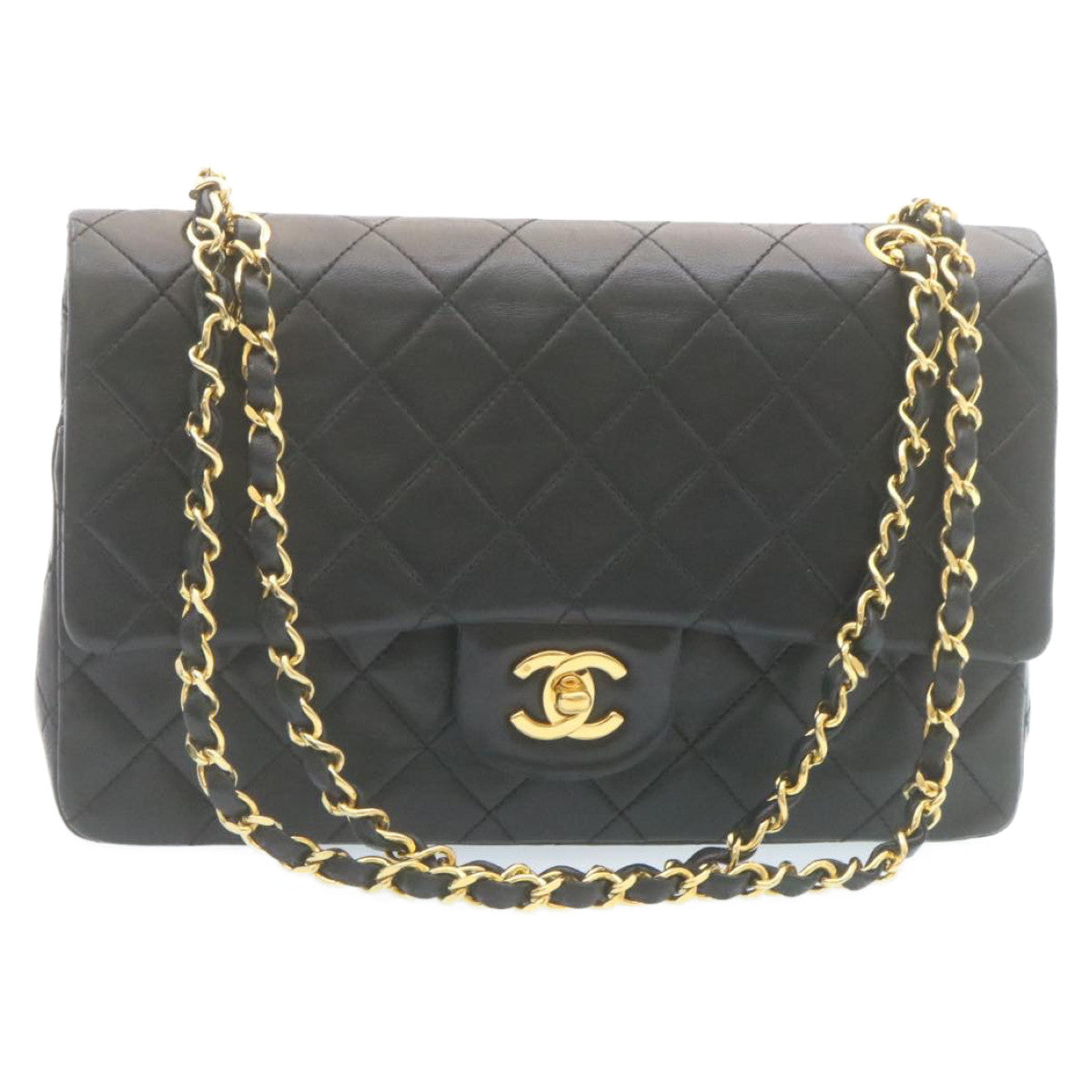 CHANEL Classic Matelasse 25 Chain Flap Shoulder Bag Lamb Skin Black  27848A