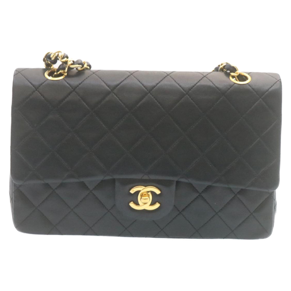 CHANEL Classic Matelasse 25 Chain Flap Shoulder Bag Lamb Skin Black  27848A