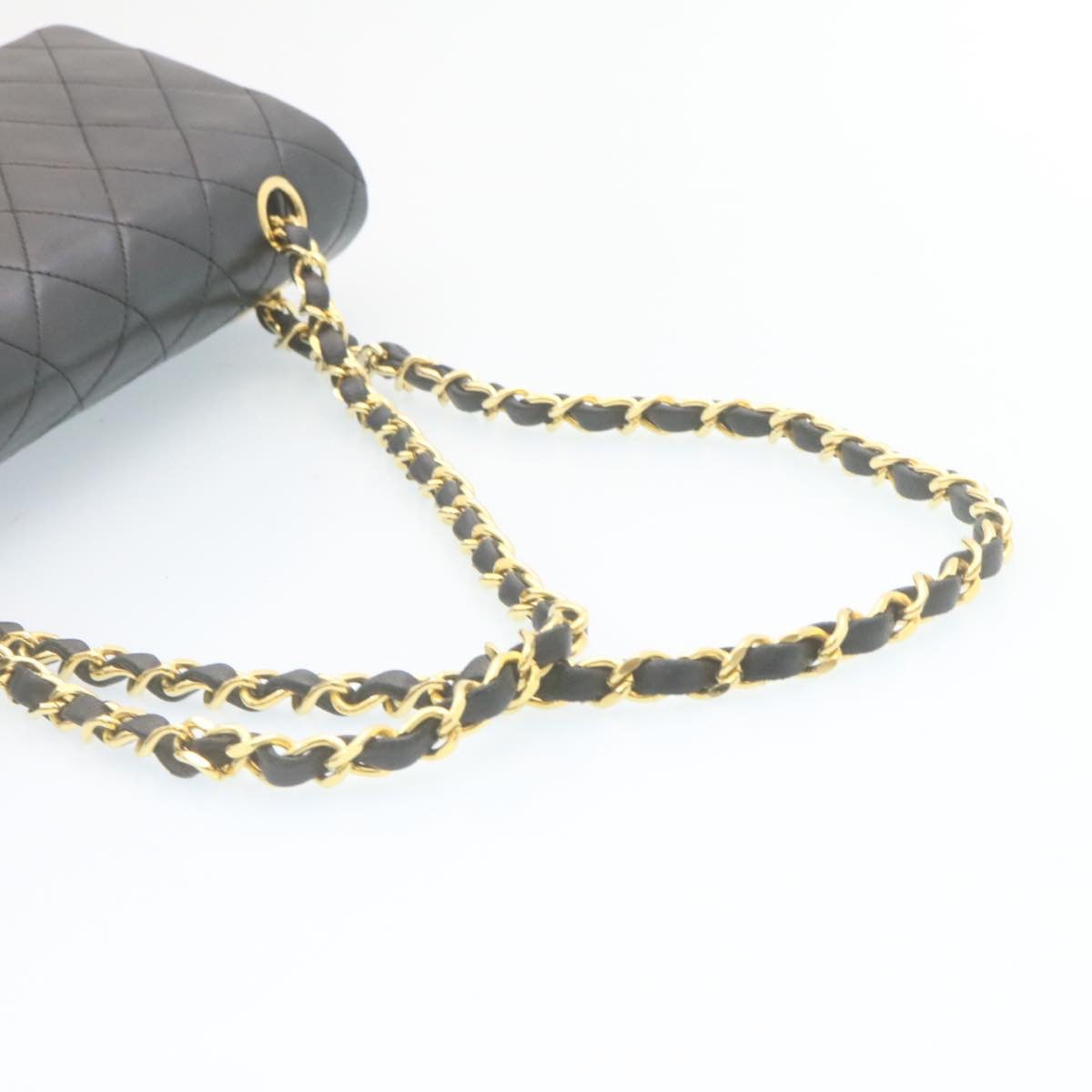 CHANEL Classic Matelasse 25 Chain Flap Shoulder Bag Lamb Skin Black  27848A
