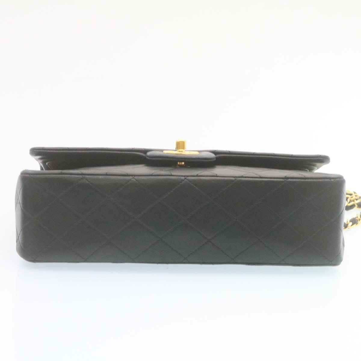 CHANEL Classic Matelasse 25 Chain Flap Shoulder Bag Lamb Skin Black  27848A