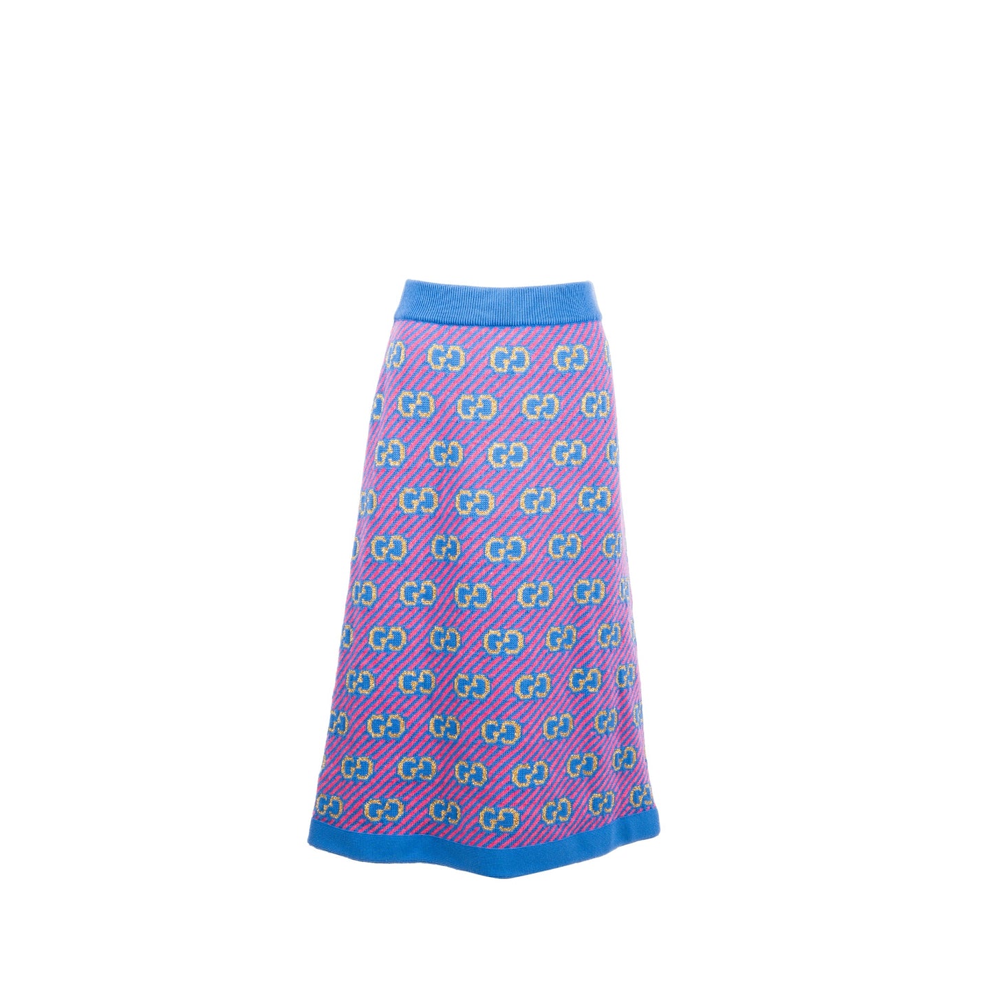 Gucci Size S GG Stripe Jacquard Skirt Wool Multicolour