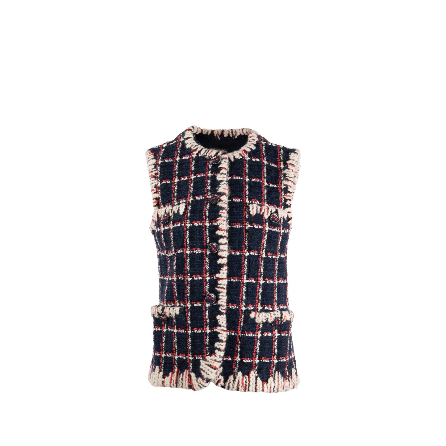 Chanel Size 38 19K Tweed Vest Wool/Cotton Multicolour