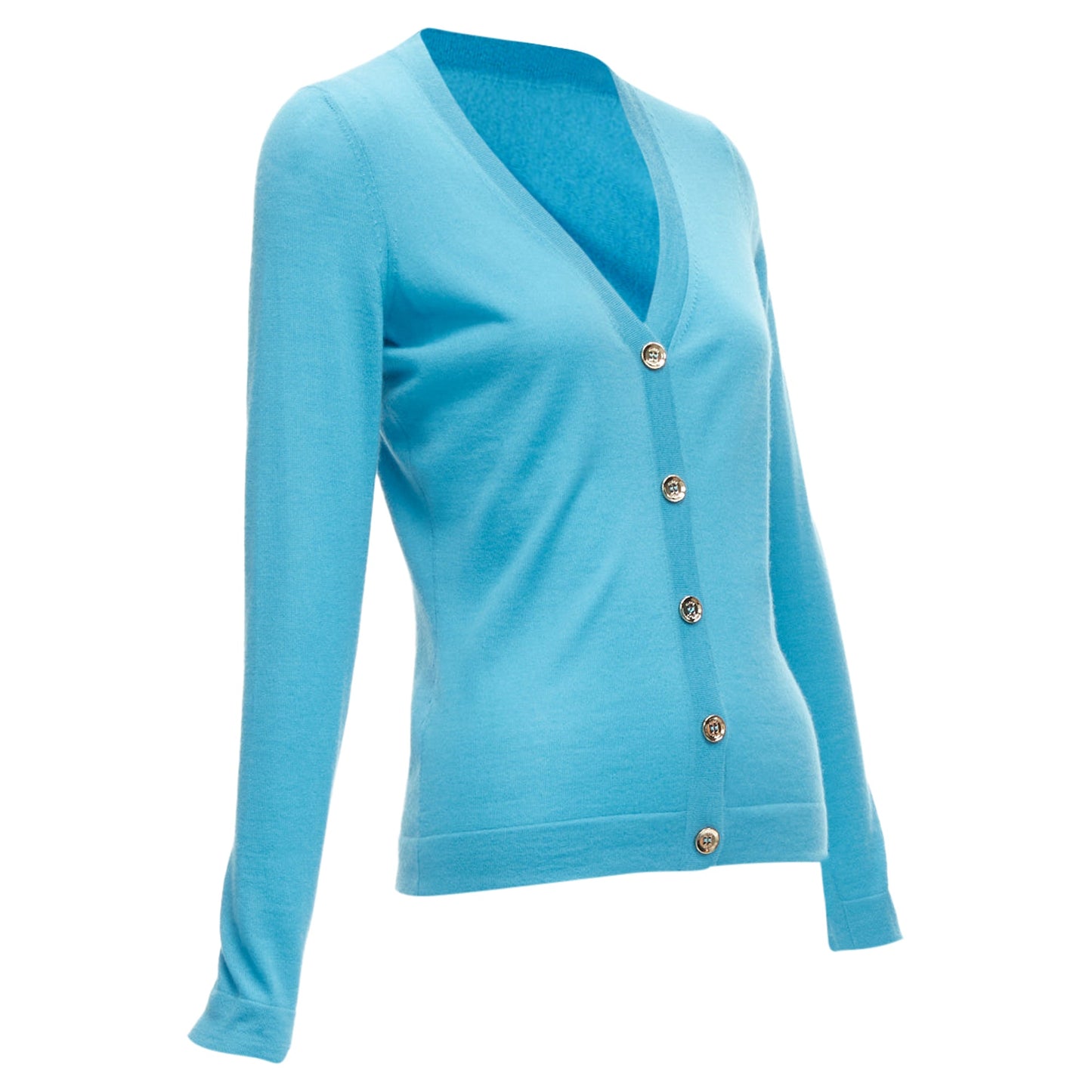 Gucci cashmere silver button long sleeve cardigan sweater