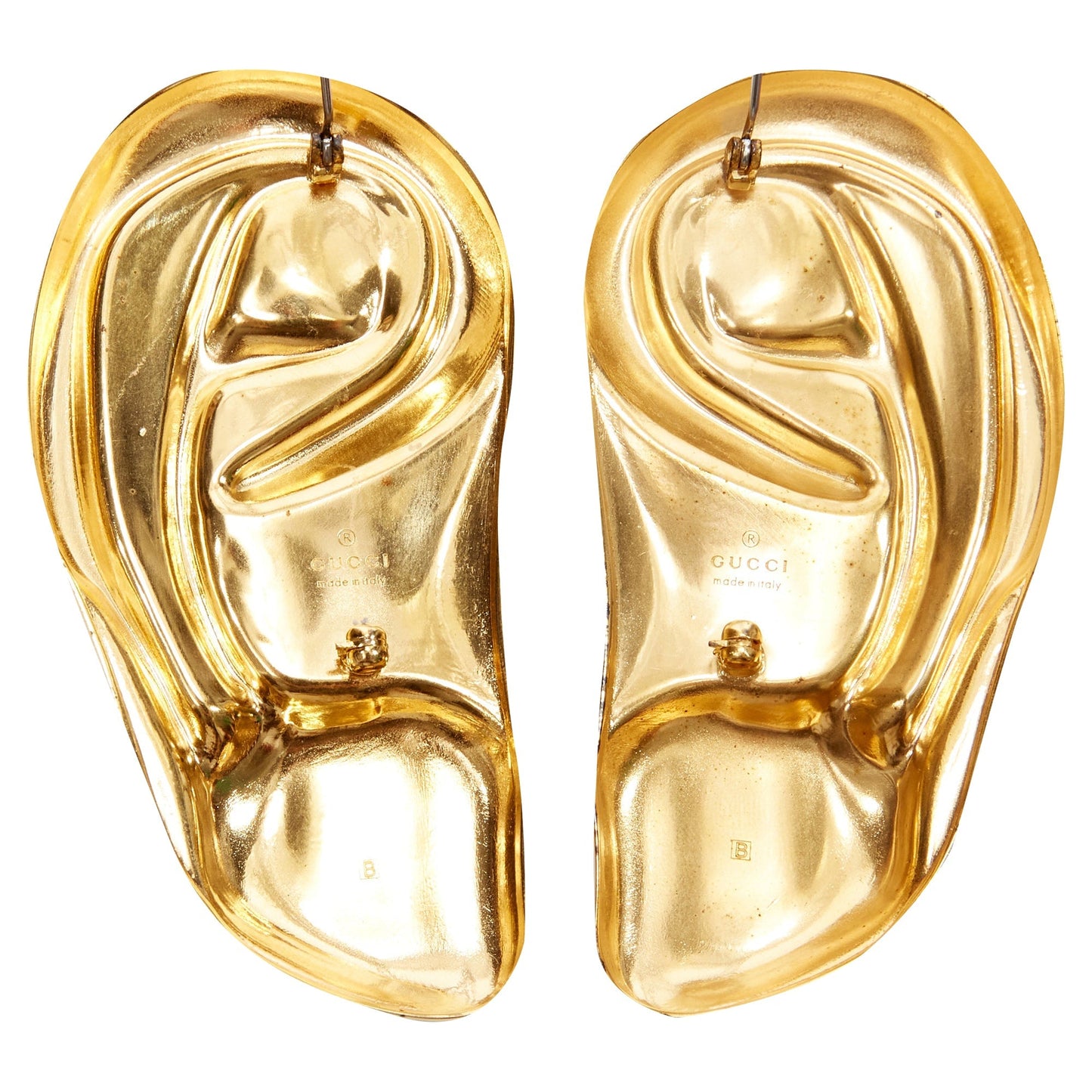 Gucci Alessandro Michele metal Surrealist ear pin brooch pair