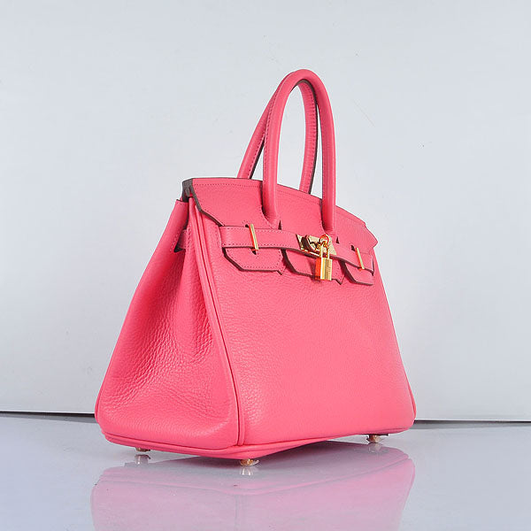 Luxury Hermes Birkin 30cm Togo Leather Handbags Lip Pink Golden