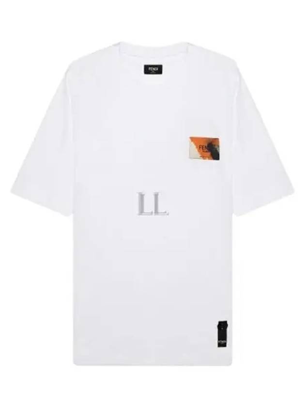 Luxury Fendi Logo Label Patch Short Sleeve T-Shirt White