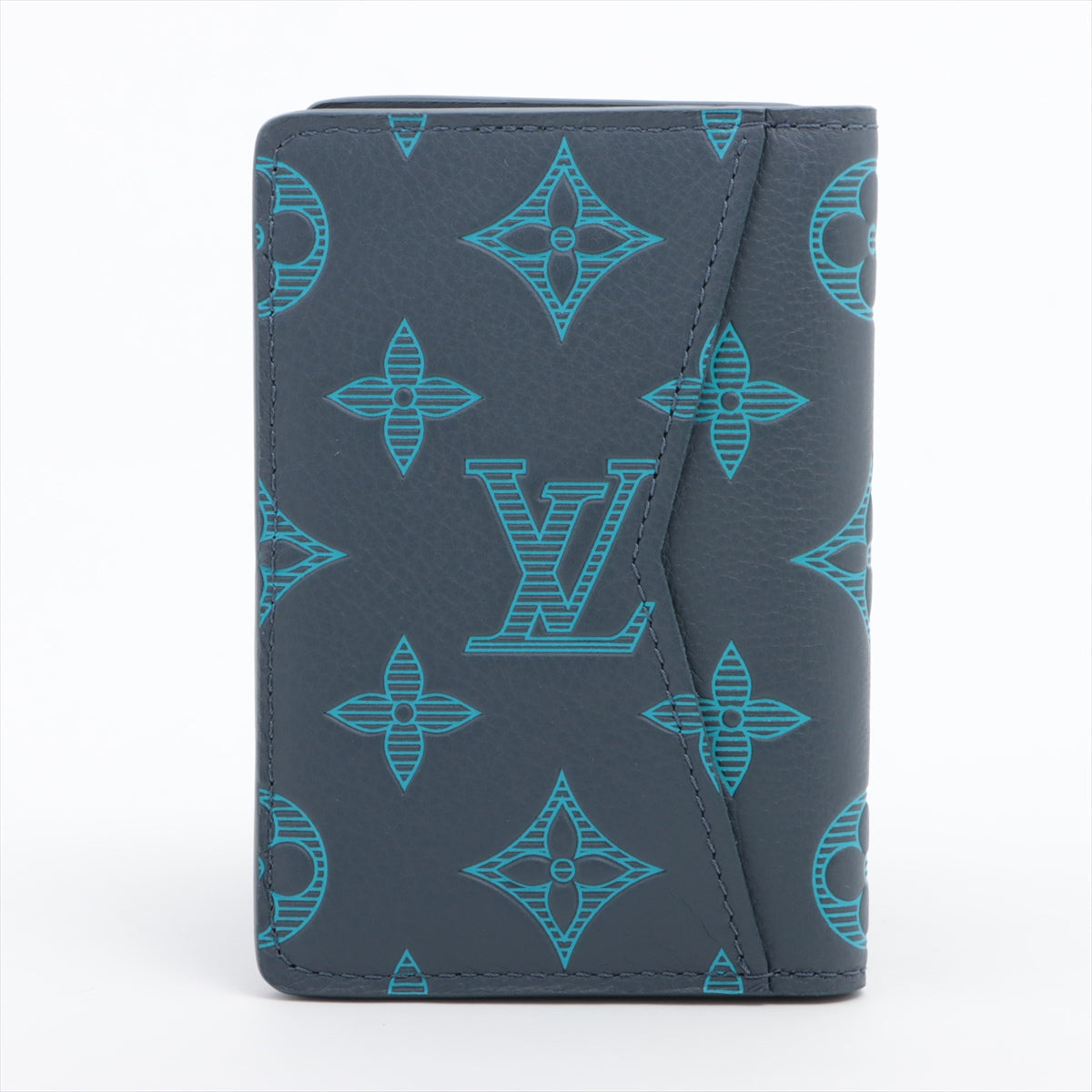 Louis Vuitton Monogram Shadow Organizer Do Push   Blue Card Case M82324  Reaction