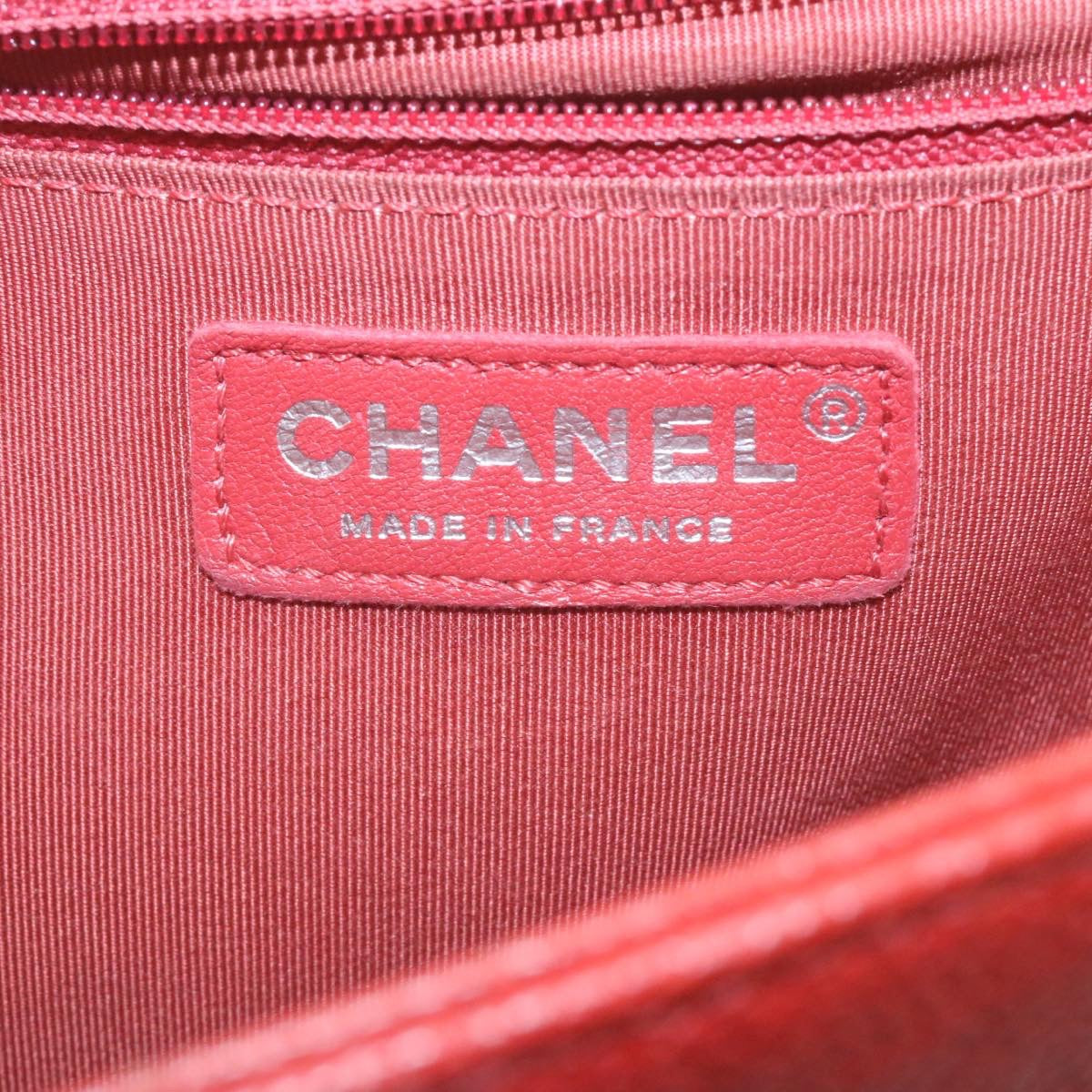 CHANEL Boy  Matelasse Chain Flap Shoulder Bag Leather Red CC  28281A