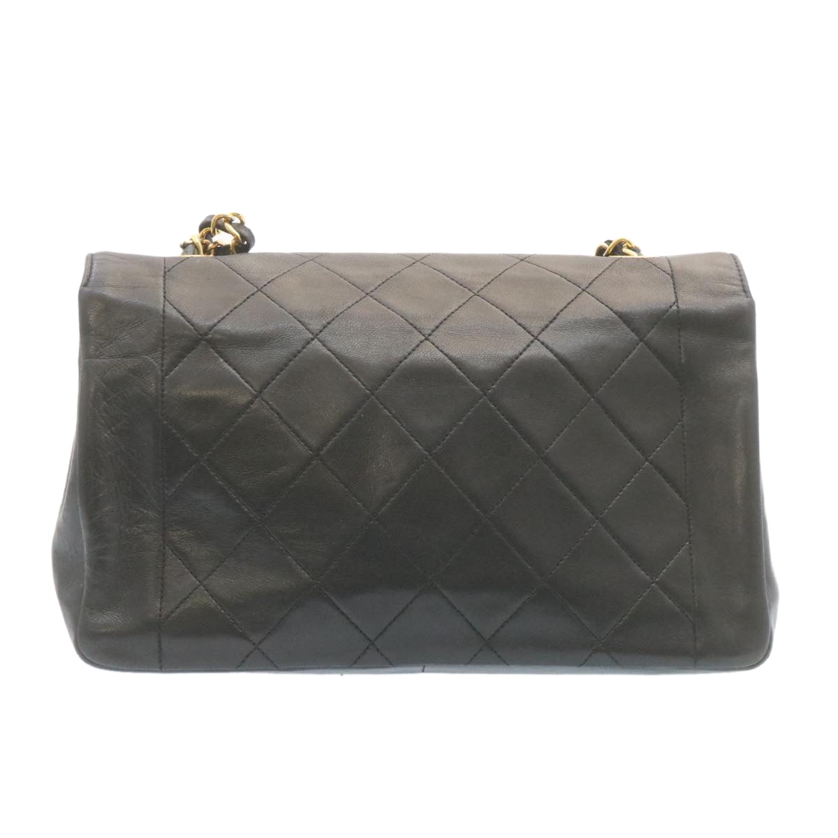 Luxury Chanel Chain Turn Lock Diana Matelasse Shoulder Bag Lamb Skin Black  28282A
