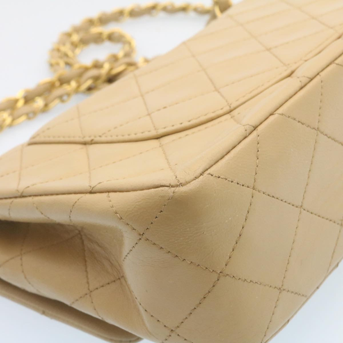 CHANEL Classic Matelasse23 Chain Flap Shoulder Bag Lamb Skin Beige  28468