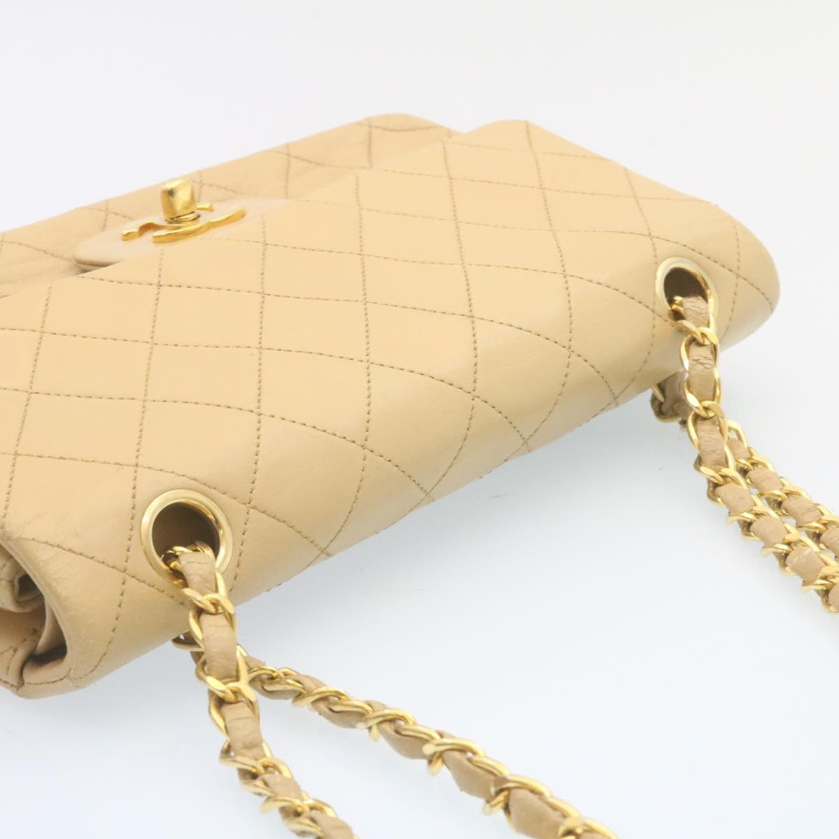CHANEL Classic Matelasse23 Chain Flap Shoulder Bag Lamb Skin Beige  28468