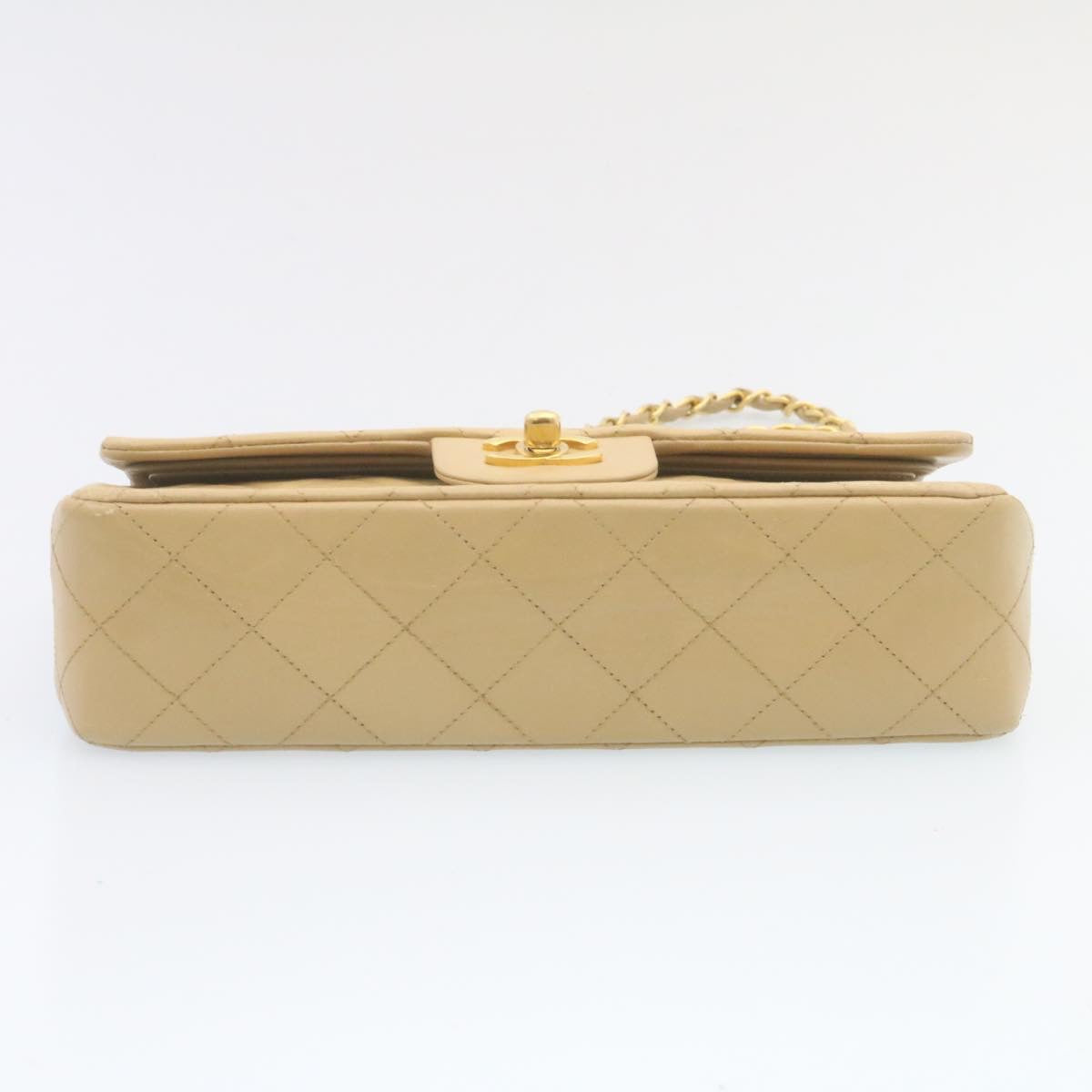CHANEL Classic Matelasse23 Chain Flap Shoulder Bag Lamb Skin Beige  28468