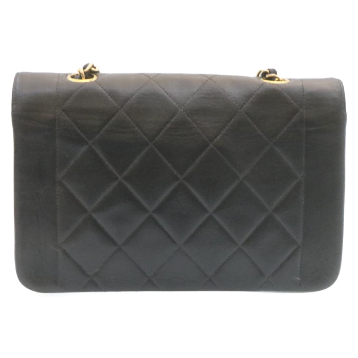 Luxury Chanel Chain Turn Lock Diana Matelasse Shoulder Bag Lamb Skin Black  28470A