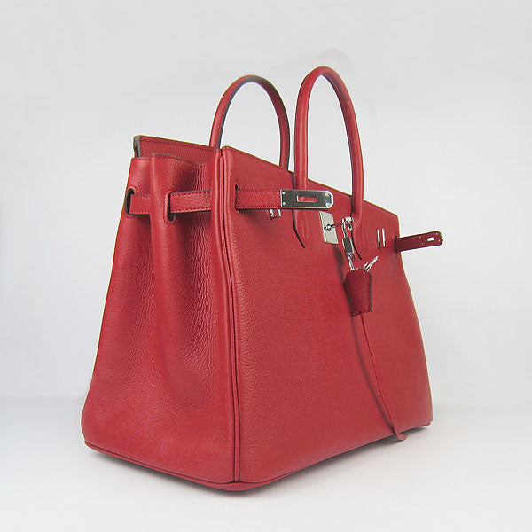 Luxury Hermes Birkin 35CM Togo Leather Handbags 6099 red silver