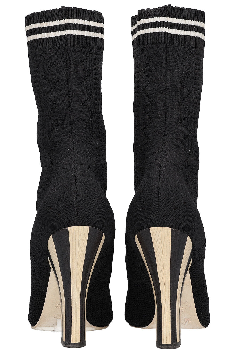 Luxury Fendi Heels Boots Stretch Fabric Black