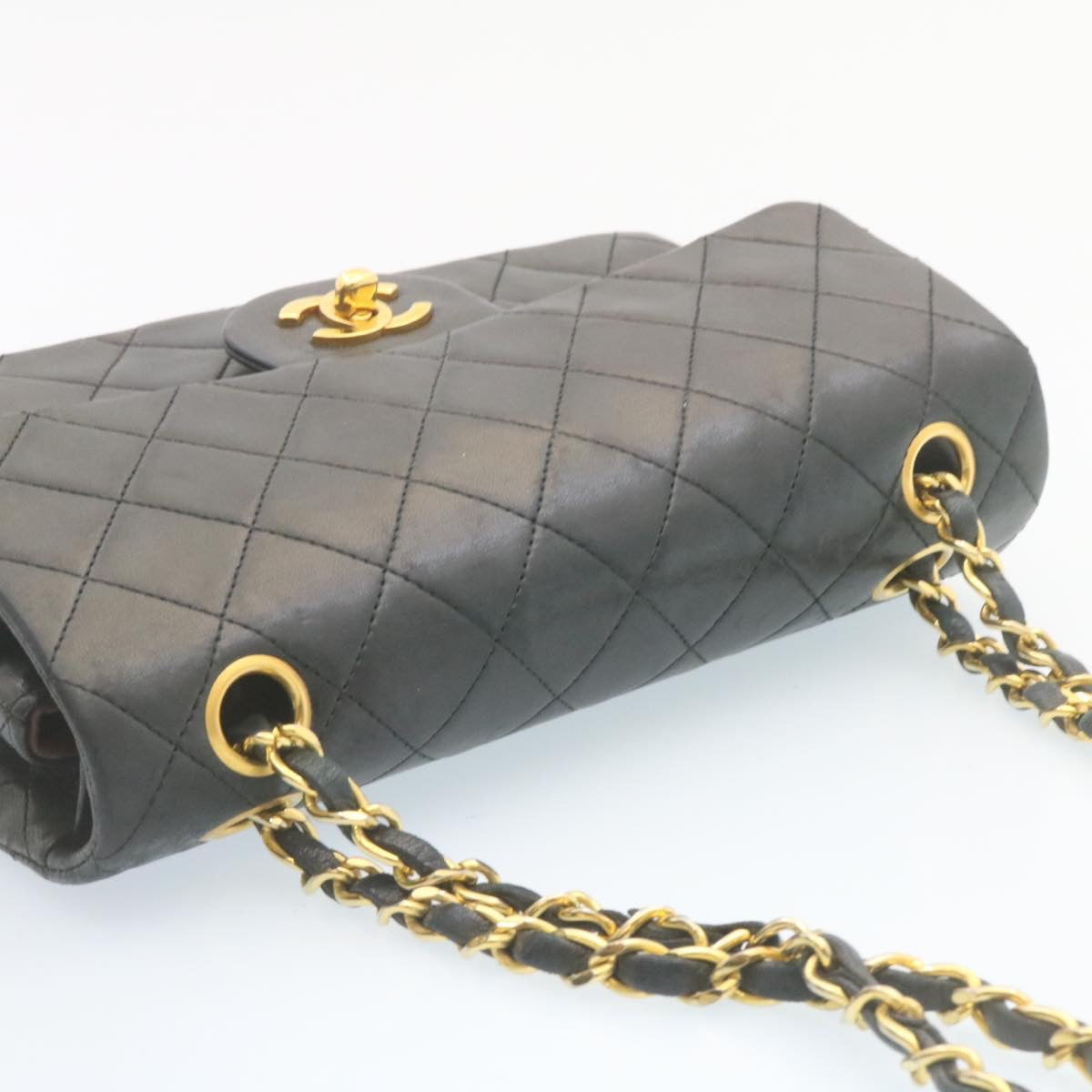 CHANEL Classic Matelasse 23 Chain Flap Shoulder Bag Lamb Skin Black  28634A